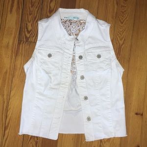 Womens medium white denim lace vest